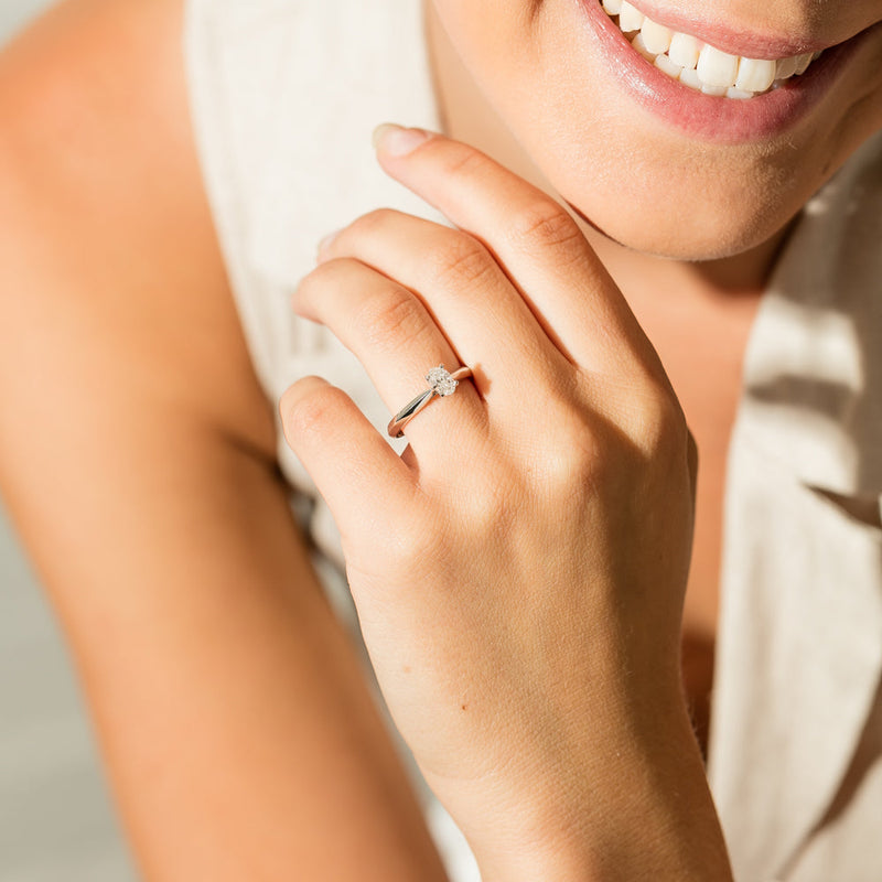 18ct White Gold .50ct Oval Diamond Venetian Ring-Ring-Walker & Hall