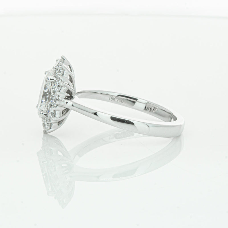 18ct White Gold 1.00ct Oval Cut Diamond Belle Ring-Ring-Walker & Hall
