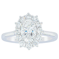 18ct White Gold 1.00ct Oval Cut Diamond Belle Ring-Ring-Walker & Hall