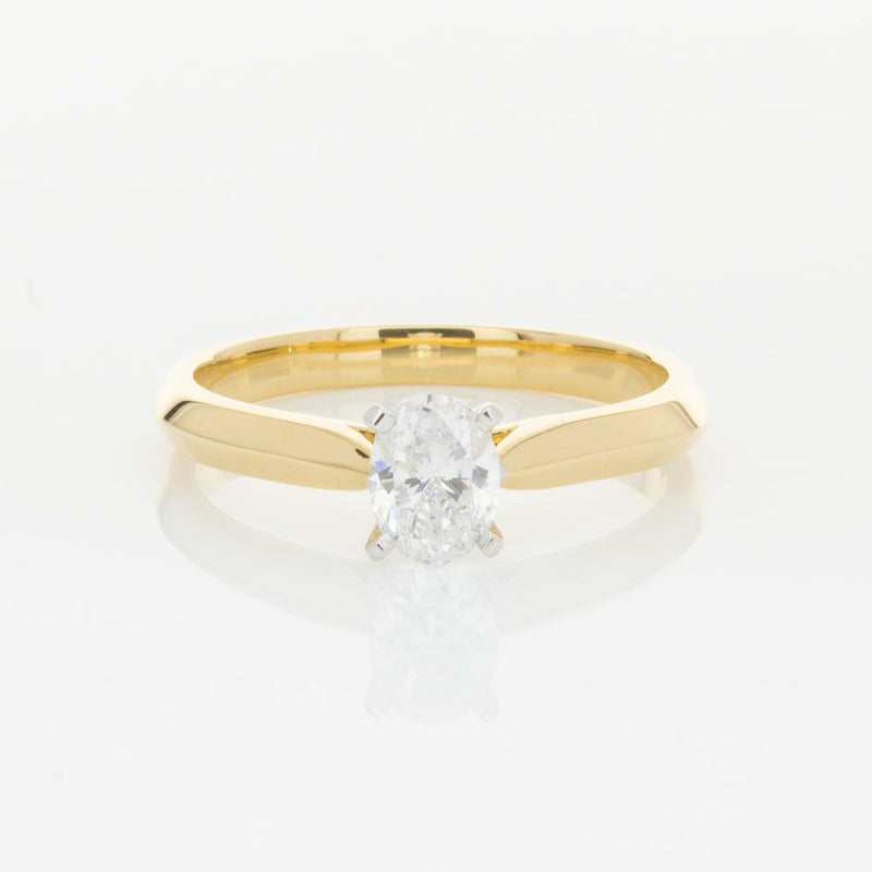 18ct Yellow Gold .50ct Oval Cut Diamond Venetian Ring-Ring-Walker & Hall