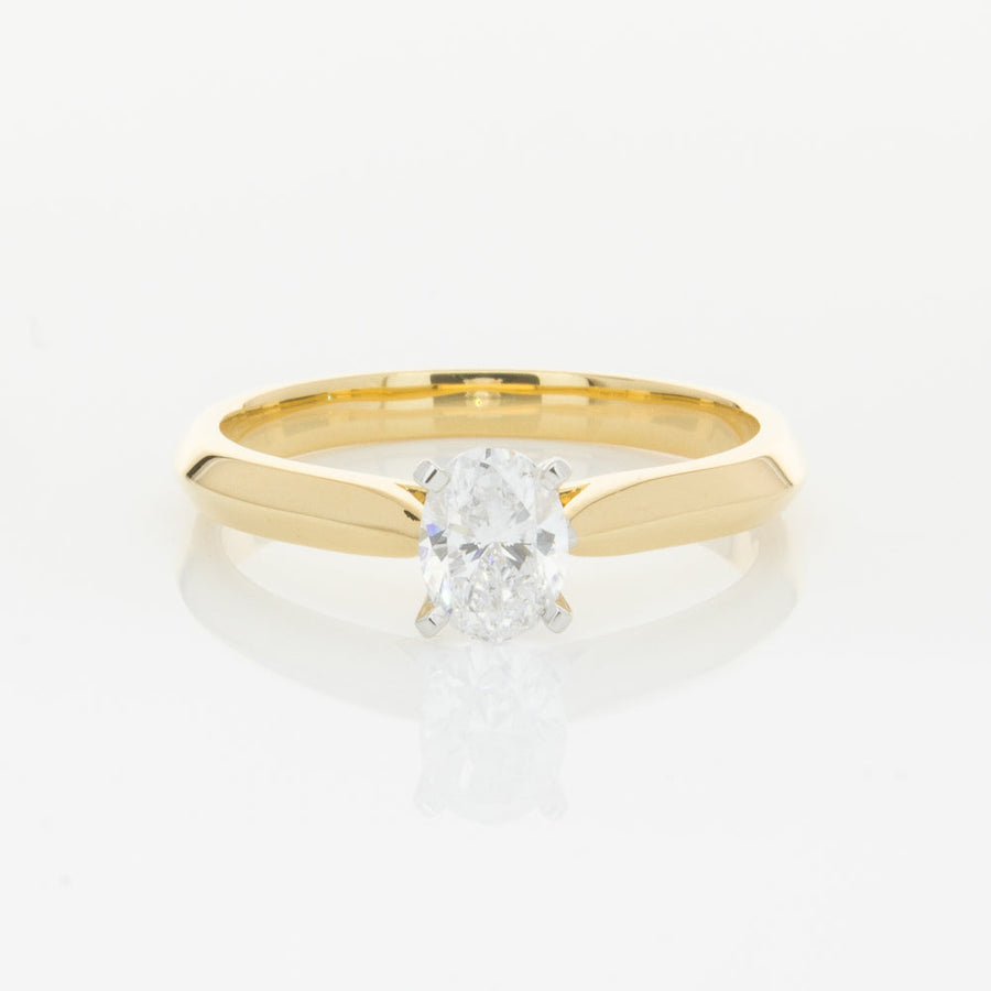 18ct Yellow Gold .50ct Oval Cut Diamond Venetian Ring-Ring-Walker & Hall