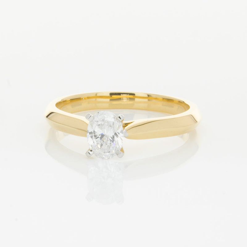 18ct Yellow Gold .50ct Oval Cut Diamond Venetian Ring-Ring-Walker & Hall