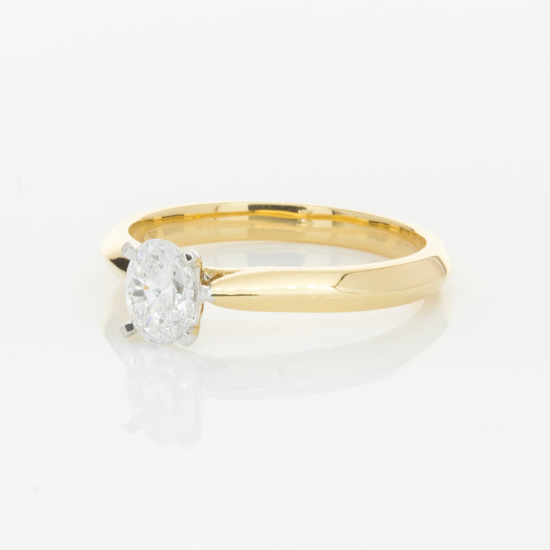 18ct Yellow Gold .50ct Oval Cut Diamond Venetian Ring-Ring-Walker & Hall