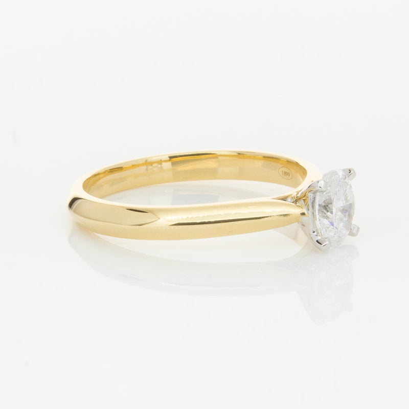 18ct Yellow Gold .50ct Oval Cut Diamond Venetian Ring-Ring-Walker & Hall