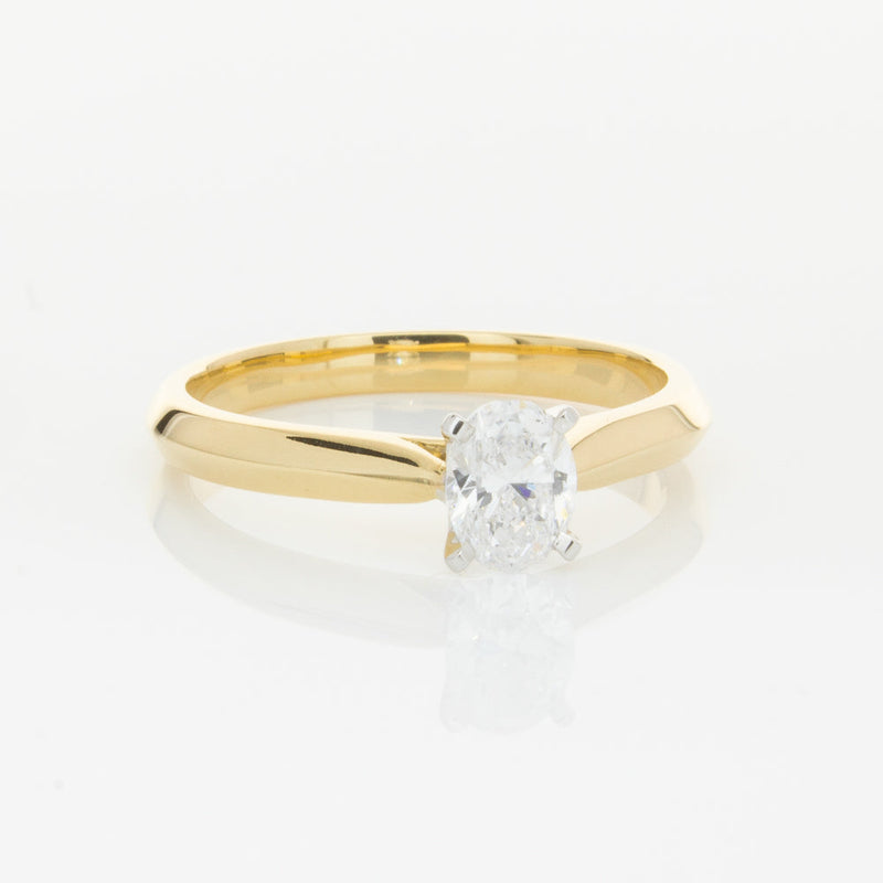 18ct Yellow Gold .50ct Oval Cut Diamond Venetian Ring-Ring-Walker & Hall