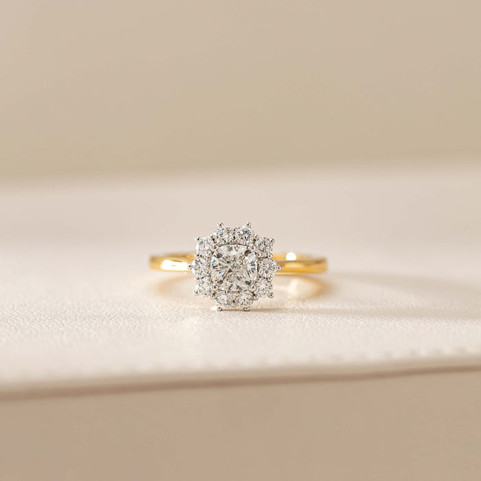 Natural Diamond Halo Engagement Ring