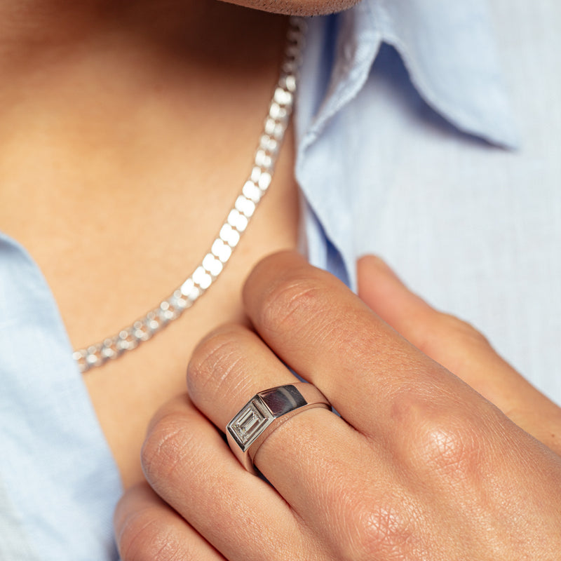 Platinum 1.40ct Baguette Diamond Mens Ring-Ring-Walker & Hall