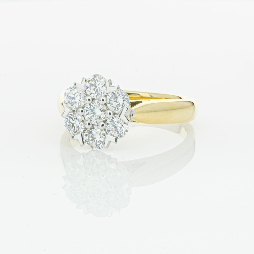 18ct Yellow Gold 1.20ct Diamond Lotus Ring-Ring-Walker & Hall