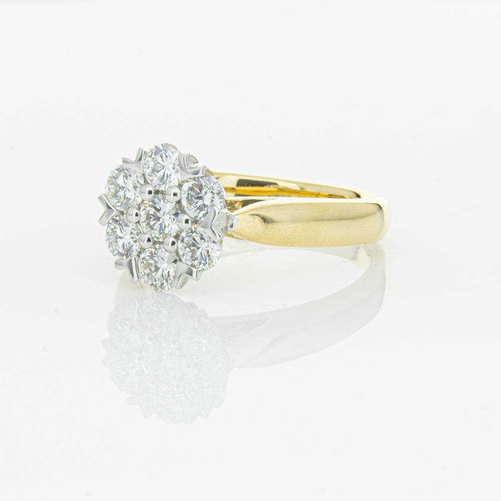 18ct Yellow Gold 1.20ct Diamond Lotus Ring-Ring-Walker & Hall