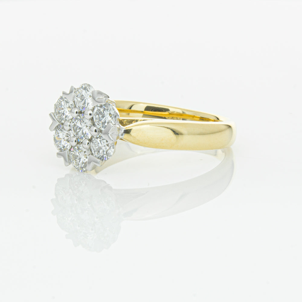 18ct Yellow Gold 1.20ct Diamond Lotus Ring-Ring-Walker & Hall