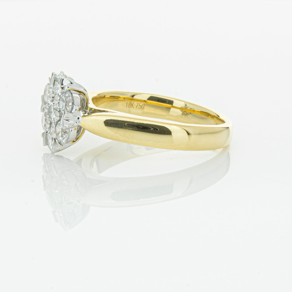 18ct Yellow Gold 1.20ct Diamond Lotus Ring-Ring-Walker & Hall
