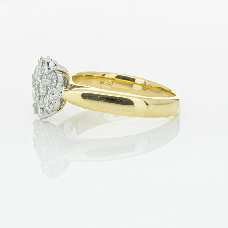 18ct Yellow Gold 1.20ct Diamond Lotus Ring-Ring-Walker & Hall