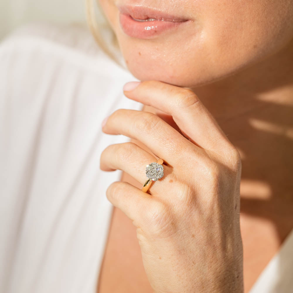 18ct Yellow Gold 1.20ct Diamond Lotus Ring-Ring-Walker & Hall