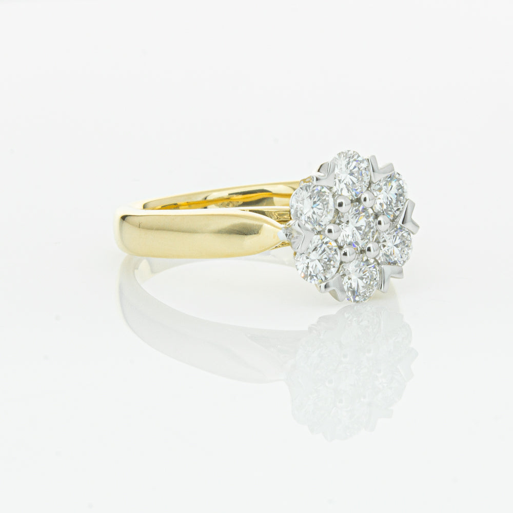 18ct Yellow Gold 1.20ct Diamond Lotus Ring-Ring-Walker & Hall