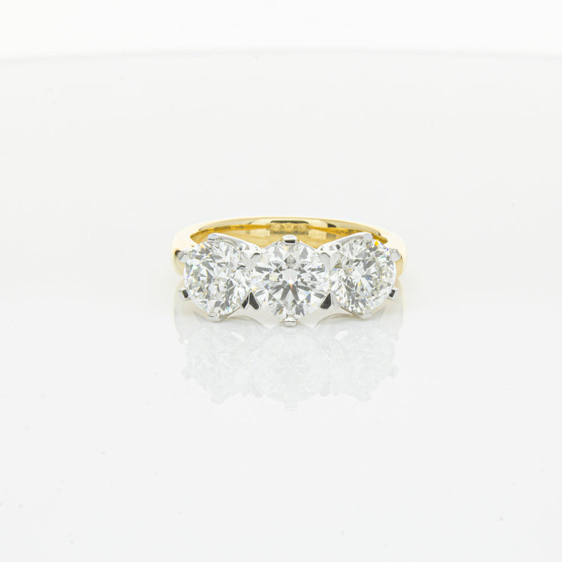 18ct Yellow Gold 3.03ct Diamond Trilogy Ring-Ring-Walker & Hall
