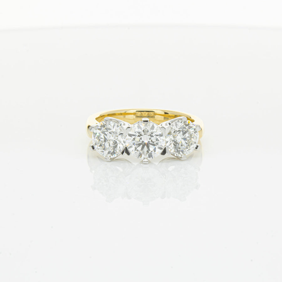18ct Yellow Gold 3.03ct Diamond Trilogy Ring-Ring-Walker & Hall