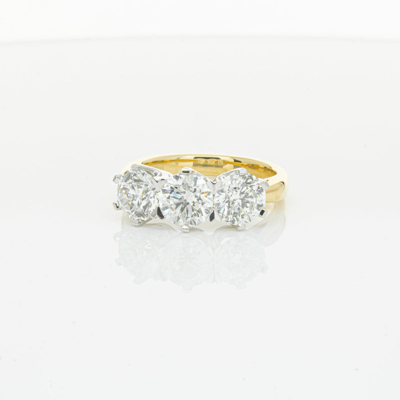 18ct Yellow Gold 3.03ct Diamond Trilogy Ring-Ring-Walker & Hall