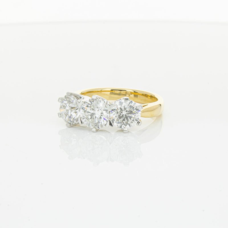18ct Yellow Gold 3.03ct Diamond Trilogy Ring-Ring-Walker & Hall