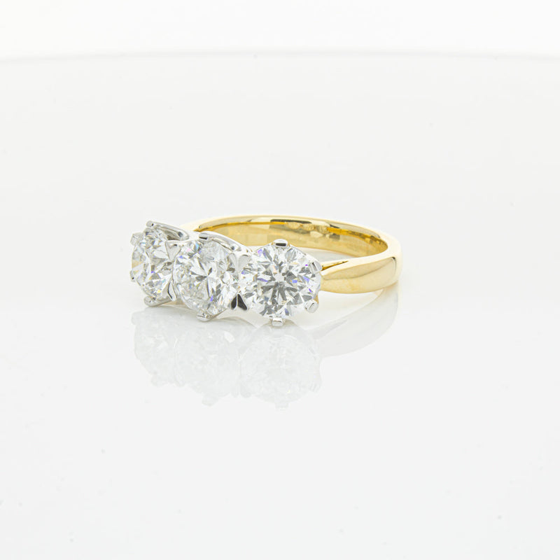 18ct Yellow Gold 3.03ct Diamond Trilogy Ring-Ring-Walker & Hall