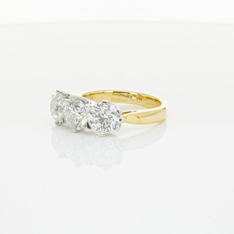 18ct Yellow Gold 3.03ct Diamond Trilogy Ring-Ring-Walker & Hall