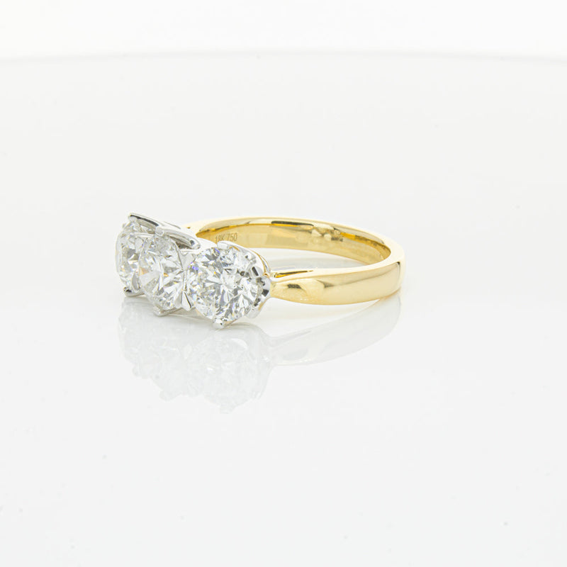 18ct Yellow Gold 3.03ct Diamond Trilogy Ring-Ring-Walker & Hall