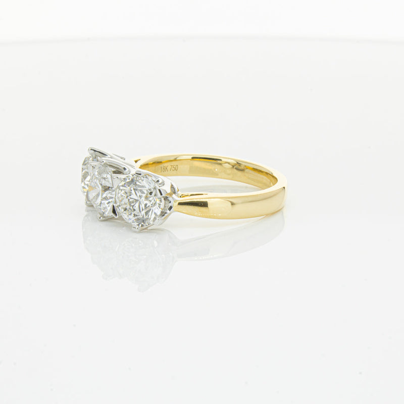 18ct Yellow Gold 3.03ct Diamond Trilogy Ring-Ring-Walker & Hall