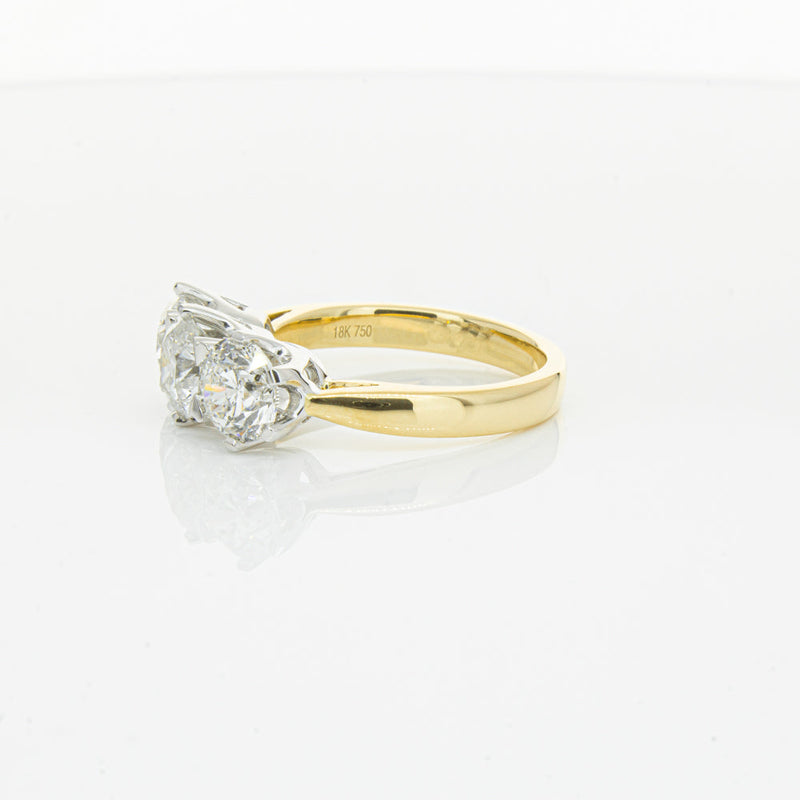 18ct Yellow Gold 3.03ct Diamond Trilogy Ring-Ring-Walker & Hall