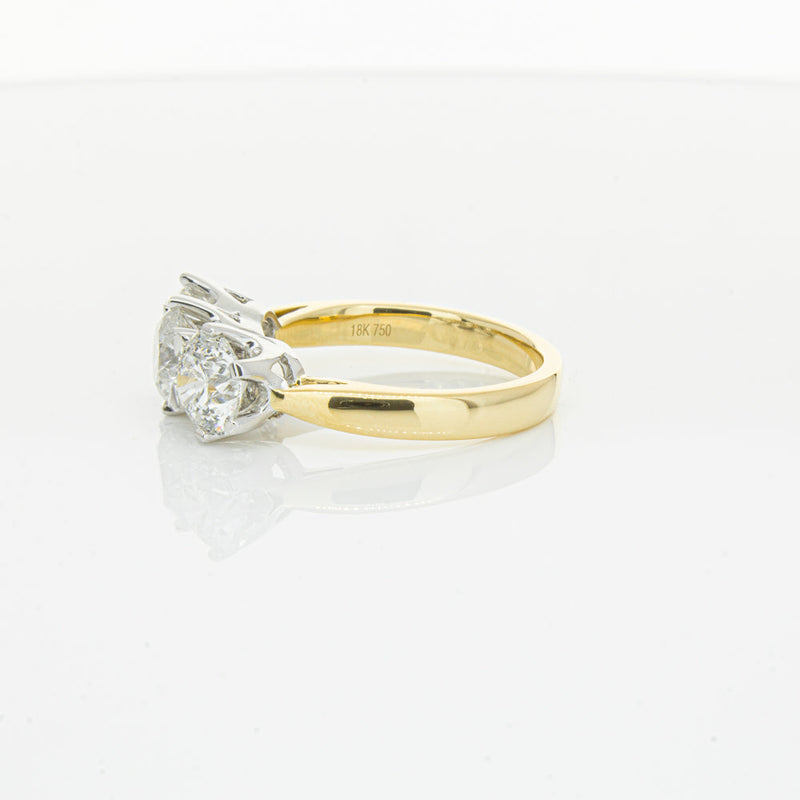 18ct Yellow Gold 3.03ct Diamond Trilogy Ring-Ring-Walker & Hall