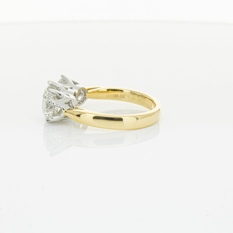 18ct Yellow Gold 3.03ct Diamond Trilogy Ring-Ring-Walker & Hall