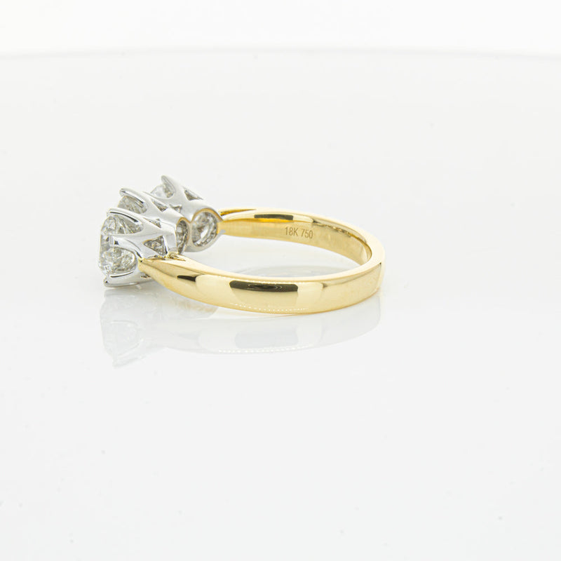 18ct Yellow Gold 3.03ct Diamond Trilogy Ring-Ring-Walker & Hall