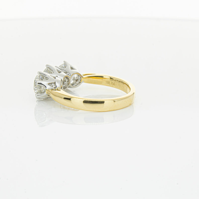 18ct Yellow Gold 3.03ct Diamond Trilogy Ring-Ring-Walker & Hall