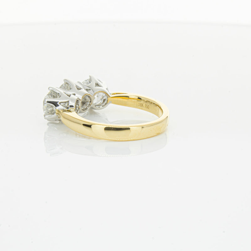 18ct Yellow Gold 3.03ct Diamond Trilogy Ring-Ring-Walker & Hall