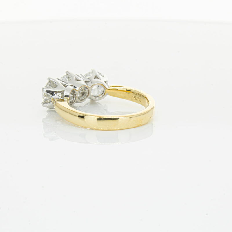 18ct Yellow Gold 3.03ct Diamond Trilogy Ring-Ring-Walker & Hall
