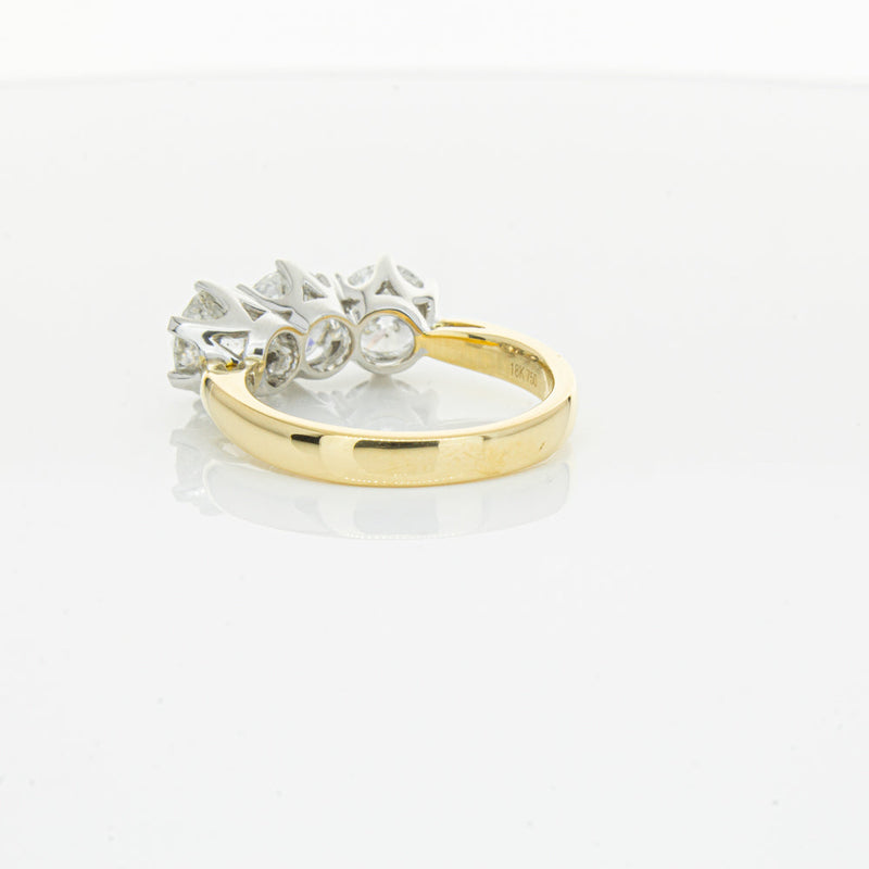 18ct Yellow Gold 3.03ct Diamond Trilogy Ring-Ring-Walker & Hall