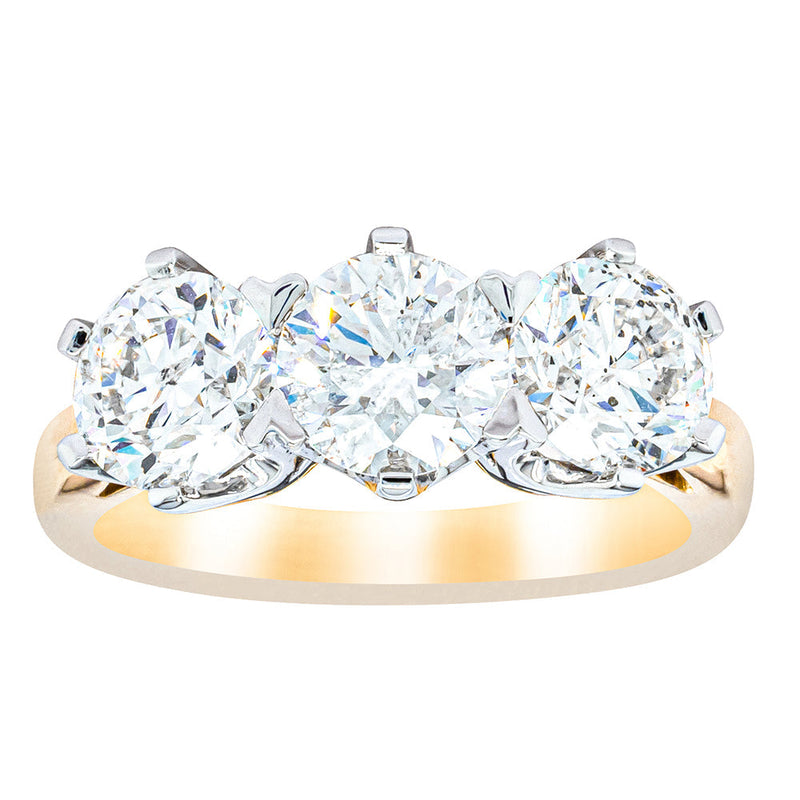 18ct Yellow Gold 3.03ct Diamond Trilogy Ring-Ring-Walker & Hall