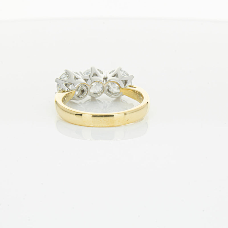 18ct Yellow Gold 3.03ct Diamond Trilogy Ring-Ring-Walker & Hall