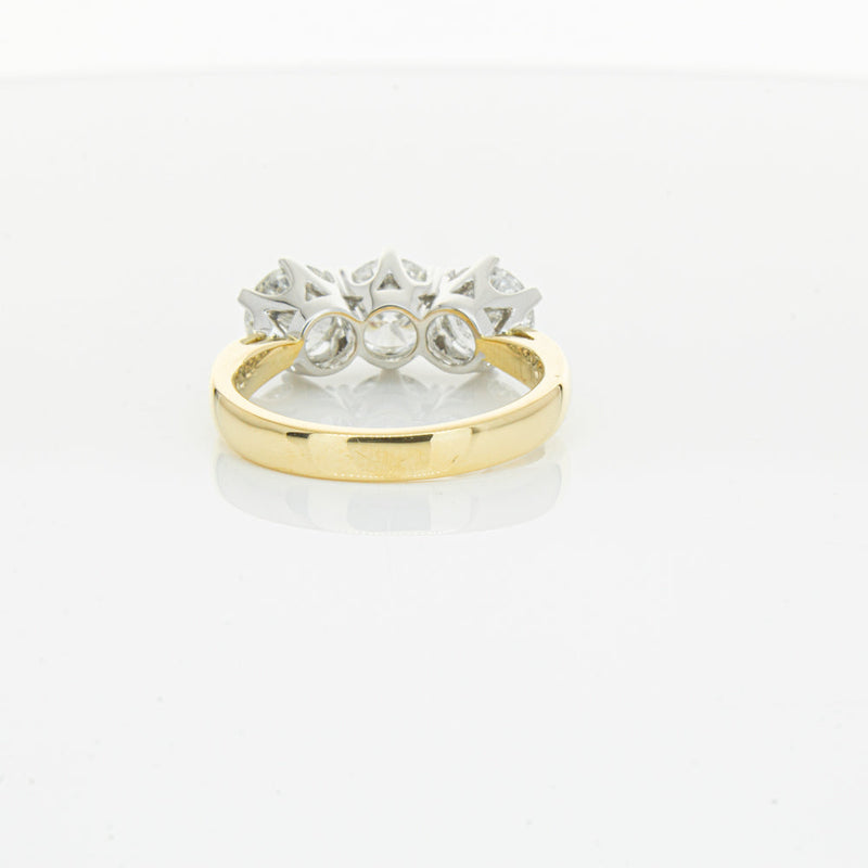 18ct Yellow Gold 3.03ct Diamond Trilogy Ring-Ring-Walker & Hall