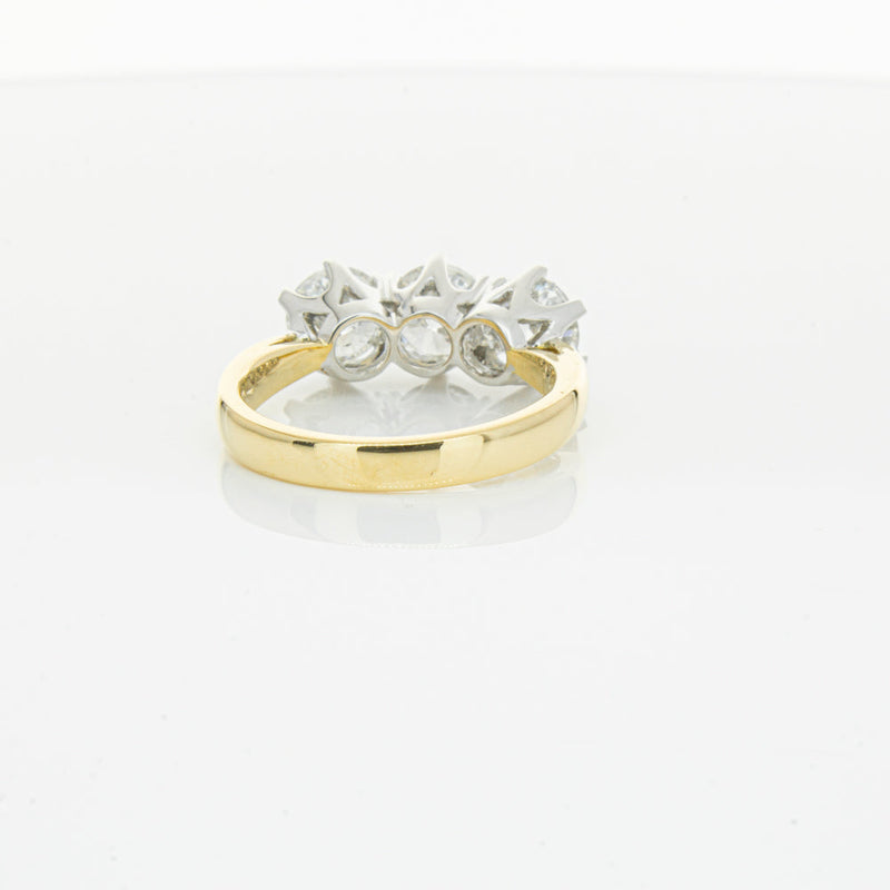18ct Yellow Gold 3.03ct Diamond Trilogy Ring-Ring-Walker & Hall