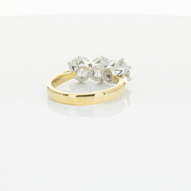 18ct Yellow Gold 3.03ct Diamond Trilogy Ring-Ring-Walker & Hall