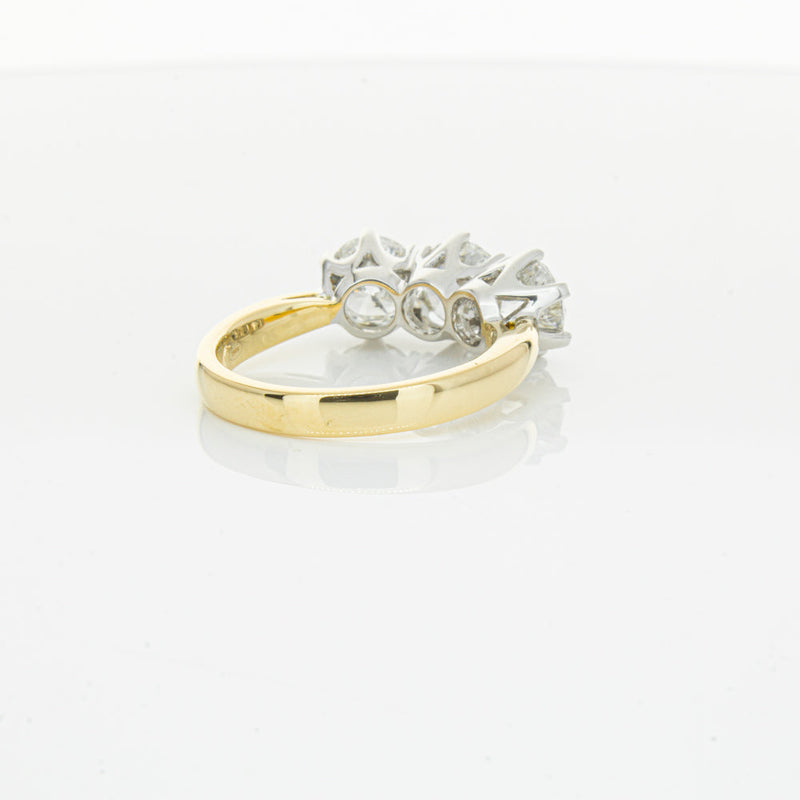 18ct Yellow Gold 3.03ct Diamond Trilogy Ring-Ring-Walker & Hall