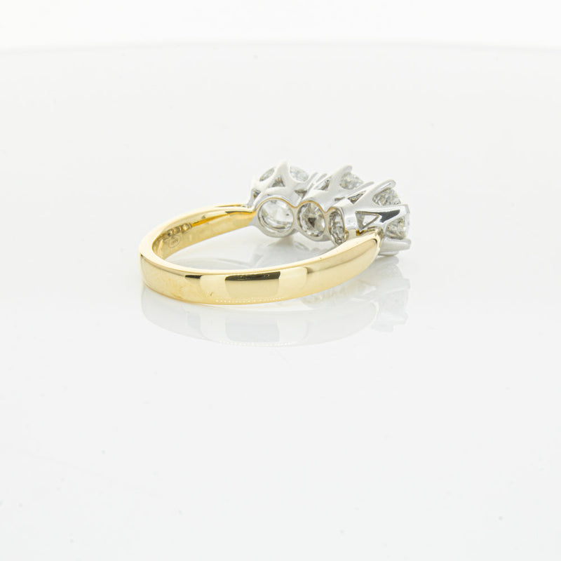 18ct Yellow Gold 3.03ct Diamond Trilogy Ring-Ring-Walker & Hall