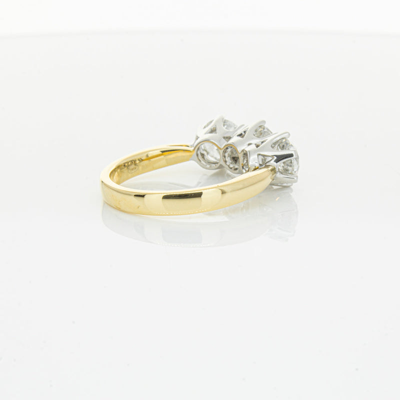 18ct Yellow Gold 3.03ct Diamond Trilogy Ring-Ring-Walker & Hall
