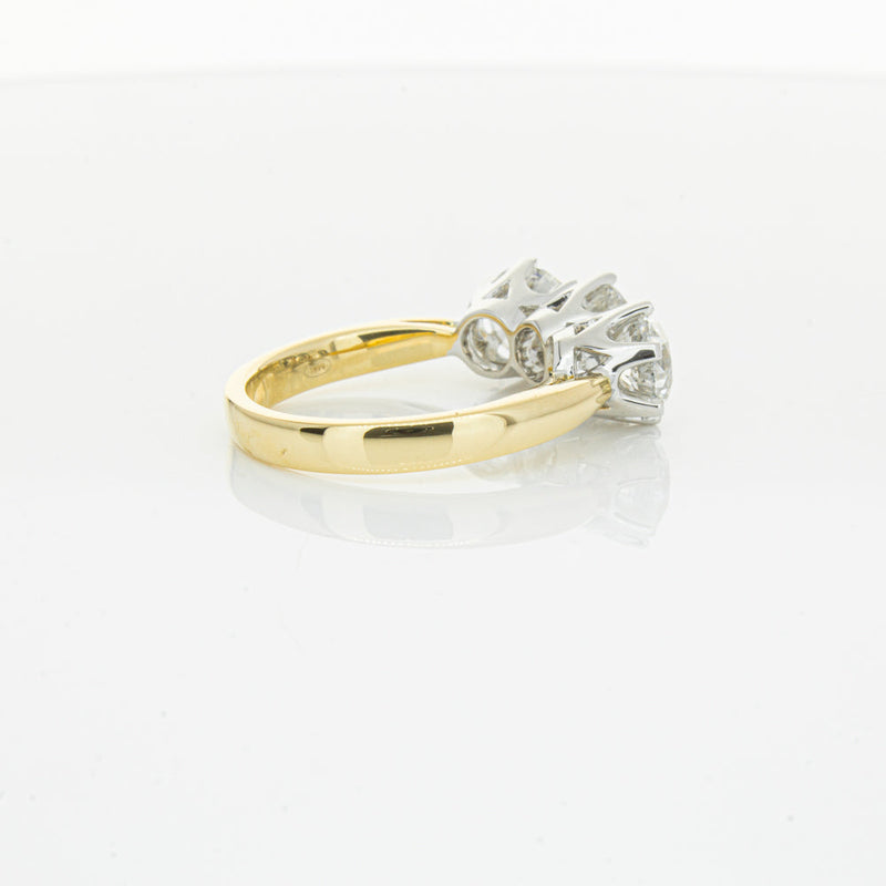 18ct Yellow Gold 3.03ct Diamond Trilogy Ring-Ring-Walker & Hall