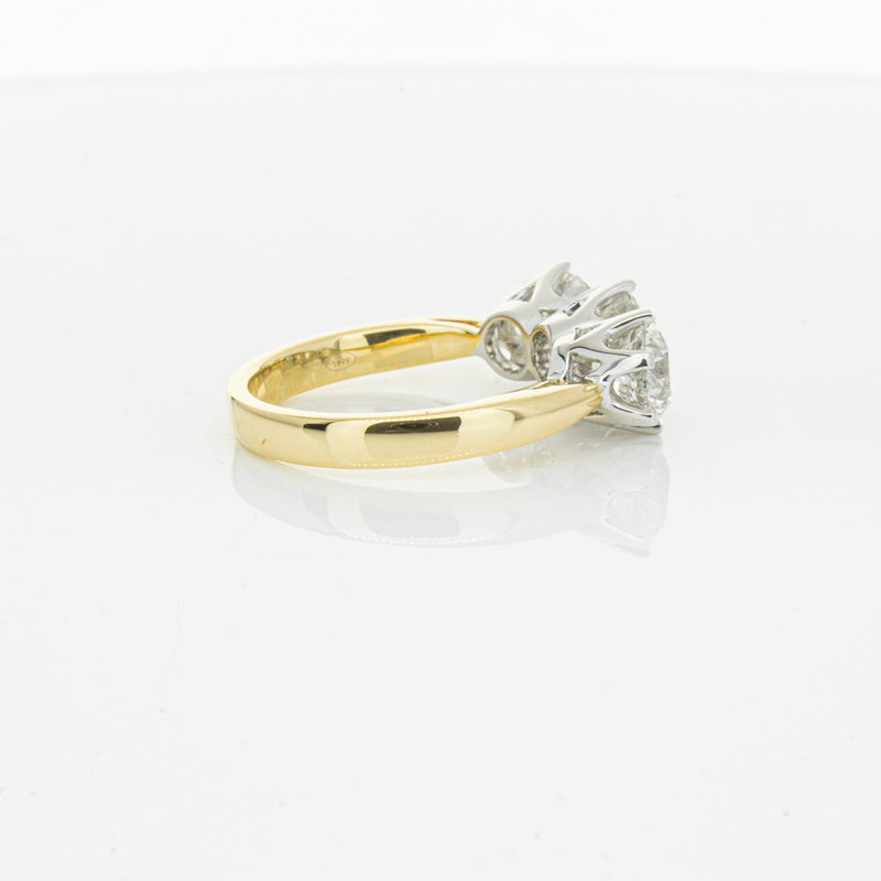 18ct Yellow Gold 3.03ct Diamond Trilogy Ring-Ring-Walker & Hall