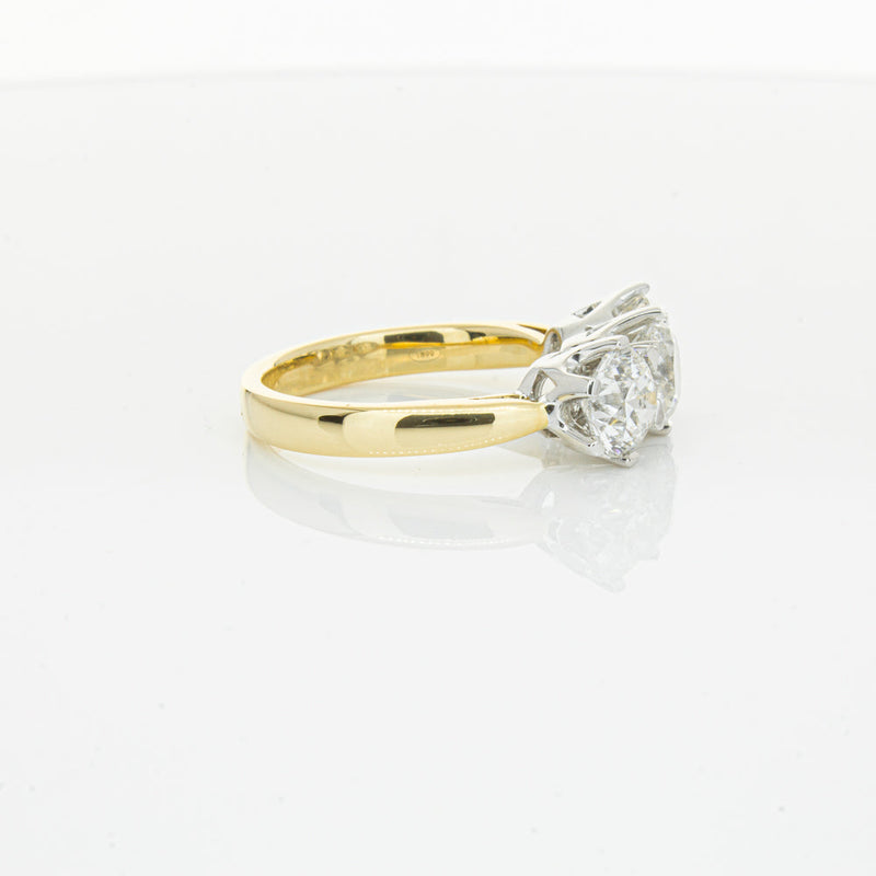 18ct Yellow Gold 3.03ct Diamond Trilogy Ring-Ring-Walker & Hall