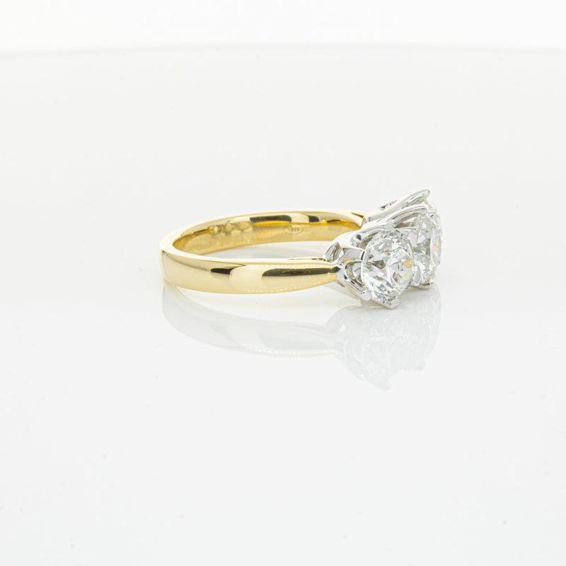 18ct Yellow Gold 3.03ct Diamond Trilogy Ring-Ring-Walker & Hall