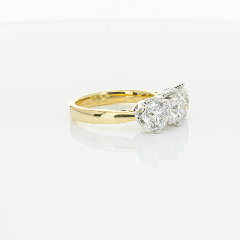 18ct Yellow Gold 3.03ct Diamond Trilogy Ring-Ring-Walker & Hall