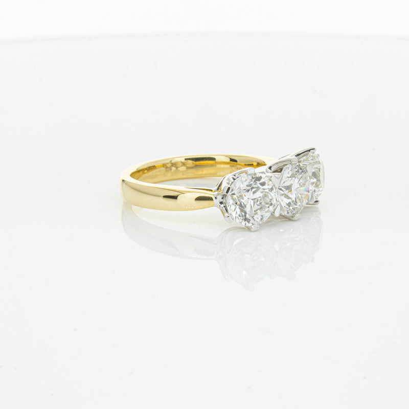 18ct Yellow Gold 3.03ct Diamond Trilogy Ring-Ring-Walker & Hall