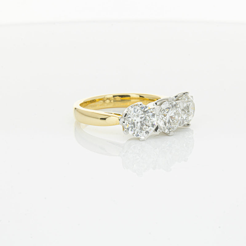 18ct Yellow Gold 3.03ct Diamond Trilogy Ring-Ring-Walker & Hall
