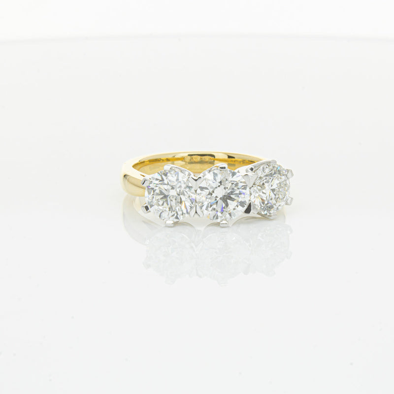 18ct Yellow Gold 3.03ct Diamond Trilogy Ring-Ring-Walker & Hall